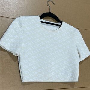T by Alexander Wang White Logo Short Sleeve Top